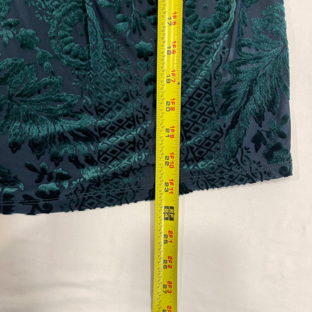 Artistic Works by Lu Burnout Velvet Blouse Women Size S Teal Green Floral | Boho - Picture 6 of 6